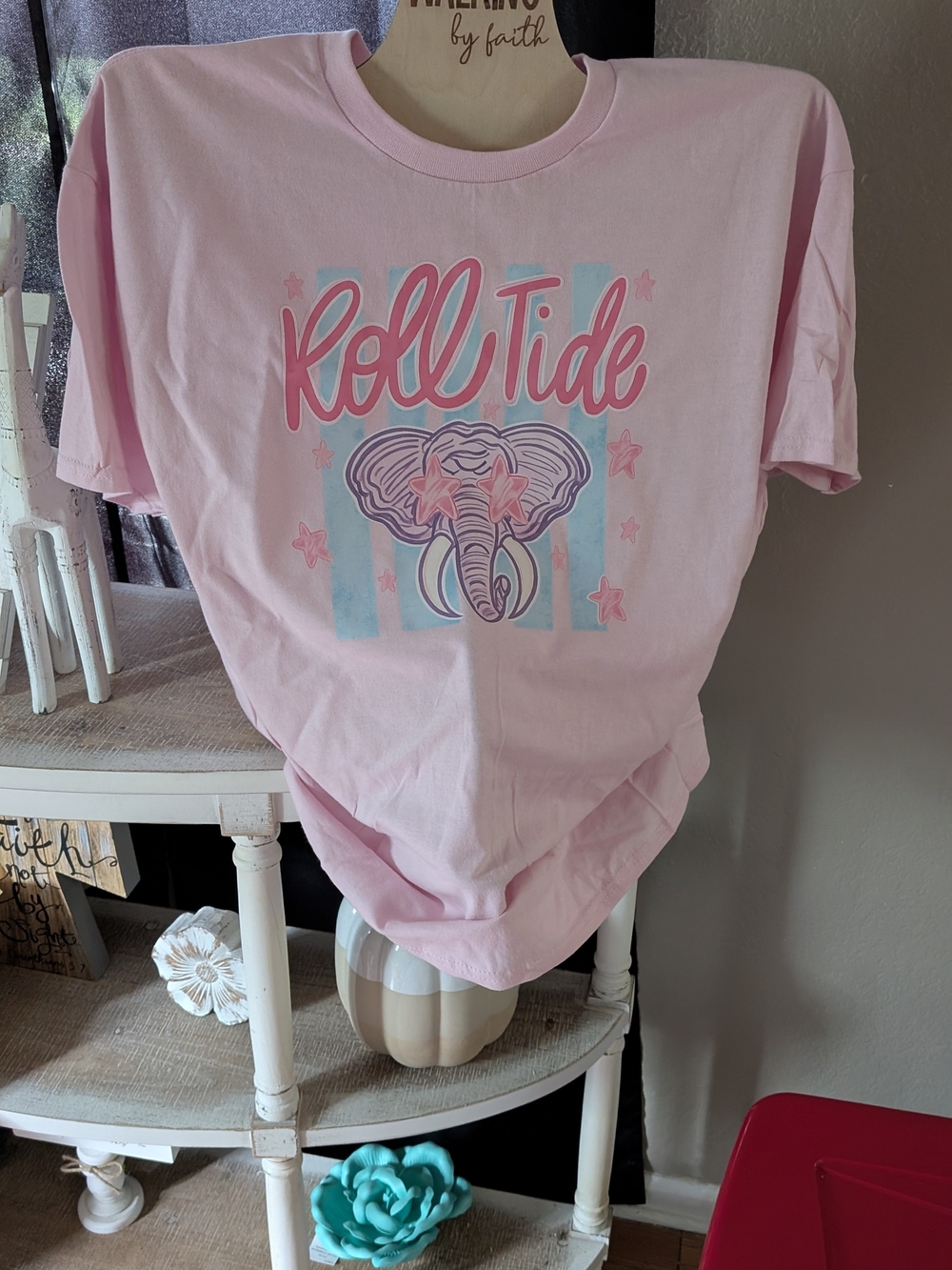 Gildan Pink 'Roll Tide' Tee with Elephant Graphic